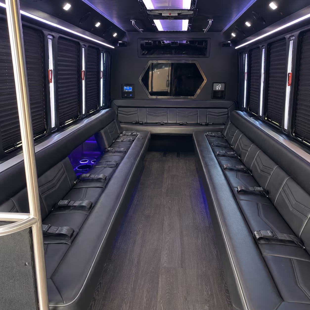 freeport 18 passenger party bus interior