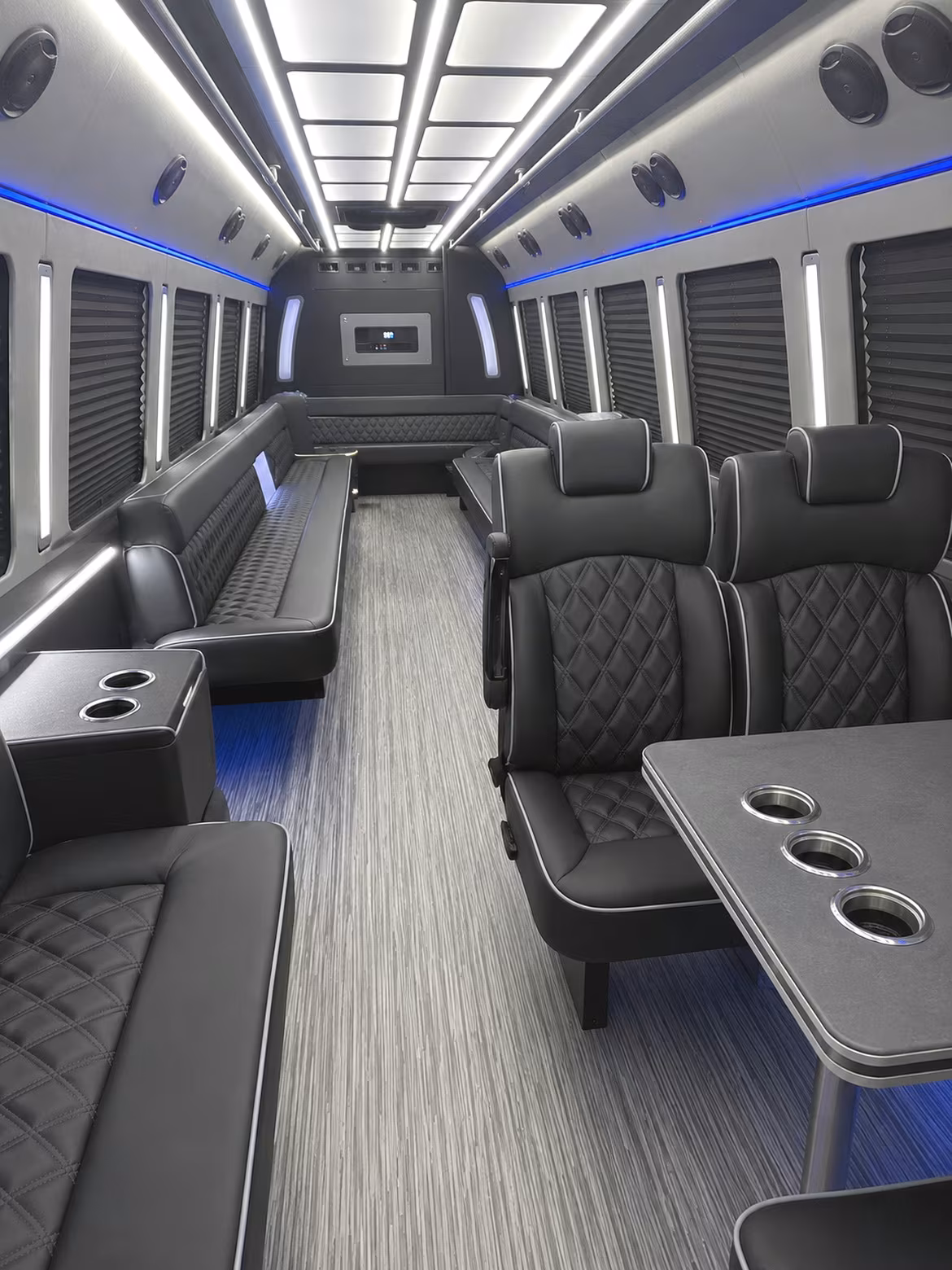 freeport 25 passenger party bus inside