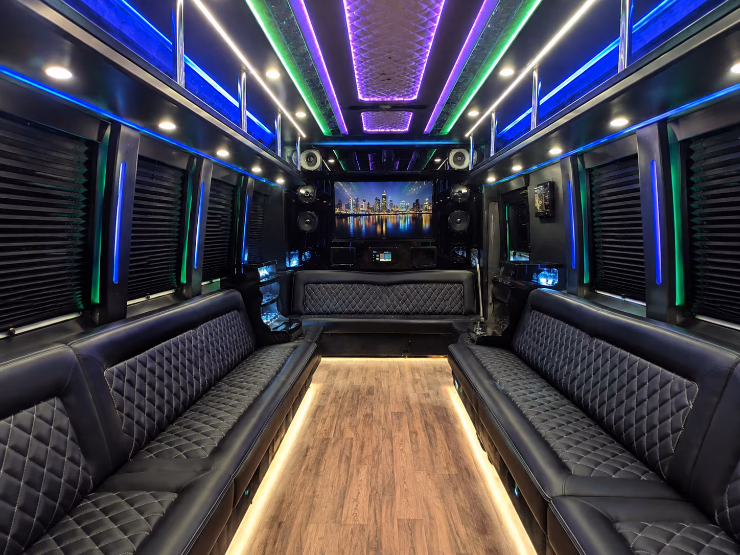 freeport 25 passenger party bus interior