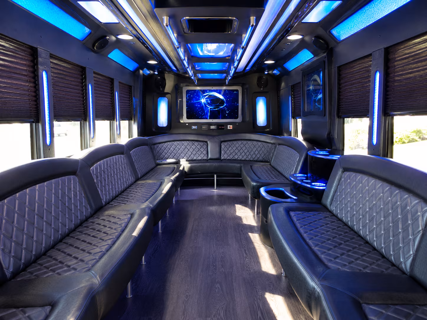 freeport 28 passenger party bus inside