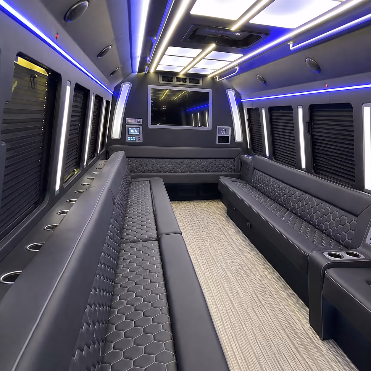 freeport 40 passenger party bus inside