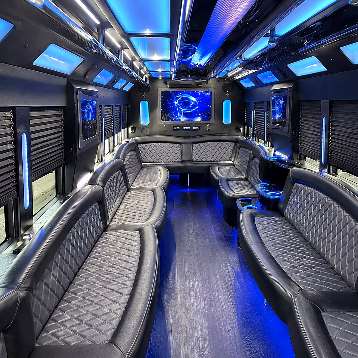 freeport 50 passenger party bus interior